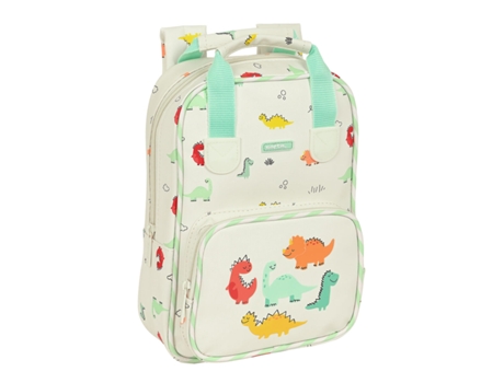 Mochila Escolar Safta Dinos 20 x 28 x 8 cm Crema