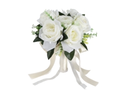 Ramo De Boda Artificial De Seda Con Rosas Artificiales Para Novia, Con Flores Blancas Lechosas, Decoración De Flores Falsas, Suministros Para Boda