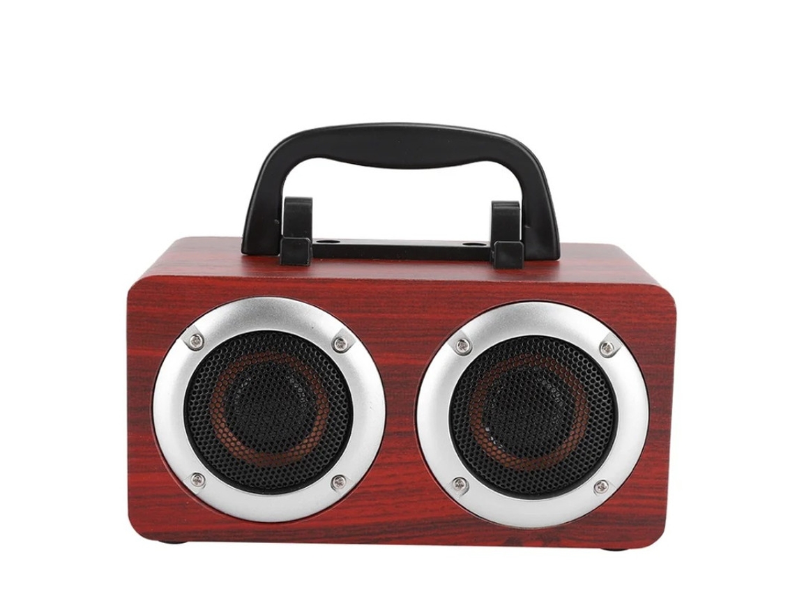 Altavoz portátil de madera Yizhood con Bluetooth de 4.2 pies, color rojo, 4002