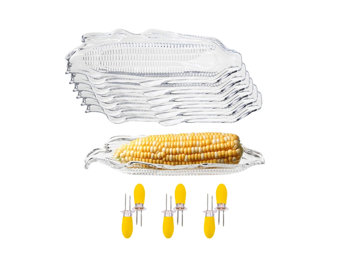 FNINIJEDE Bandeja Para Churrasco, Acompanhante De Milho Doce Recipiente Transparente Para Milho Com Design Multifuncional Para Uso Doméstico, Em Restaurantes