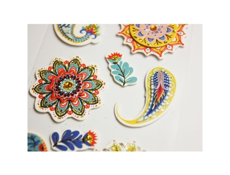 Pegatinas en relieve con purpurina - Mandalas florales