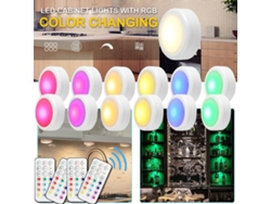 Iluminación LED inalámbrica que cambia de color para armario, con función de memoria y luz táctil RGBW regulable para múltiples ubicaciones (16 colores RGB)