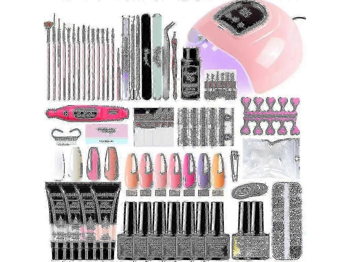 Kit de decoración de uñas con lámpara UV/LED, secador de uñas, juego de uñas artificiales, esmalte en gel y herramientas para GOKOCO