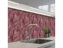 Salpicaderos De Cocina Hojas - Patrón - Morado 300x60 Cm