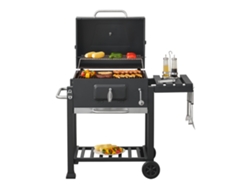 Barbacoa de carbón Arnad con 3 estantes acero 105x114x48cm - Negro CASA.PRO