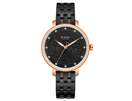 Relojes de Mujer Reloj de Pulsera Analógico de Cuarzo de Acero Inoxidable Resistente al Agua Relojes para Mujer-Concha Rosa Negra LUUCOZK