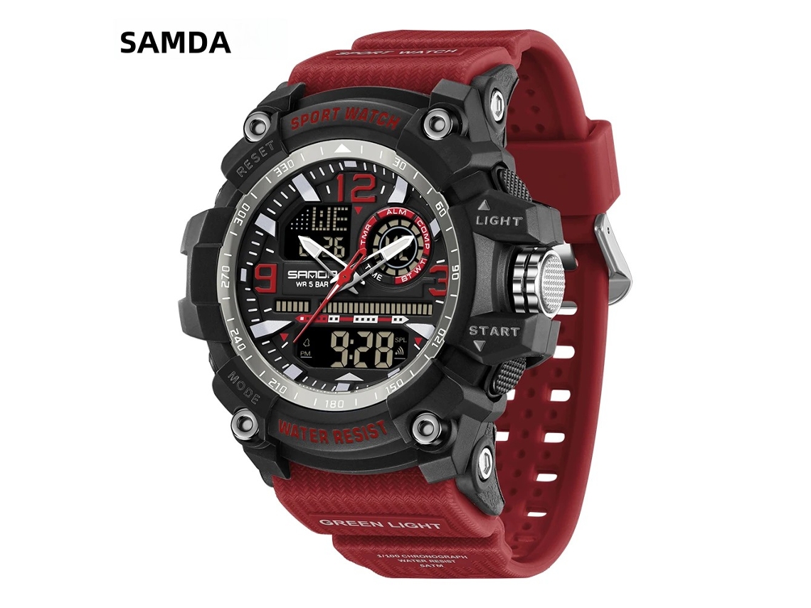 Reloj Deportivo para Hombre, Impermeable, Luminoso, con Indicador de Día de la Semana, Digital, Multifuncional, Cuarzo.