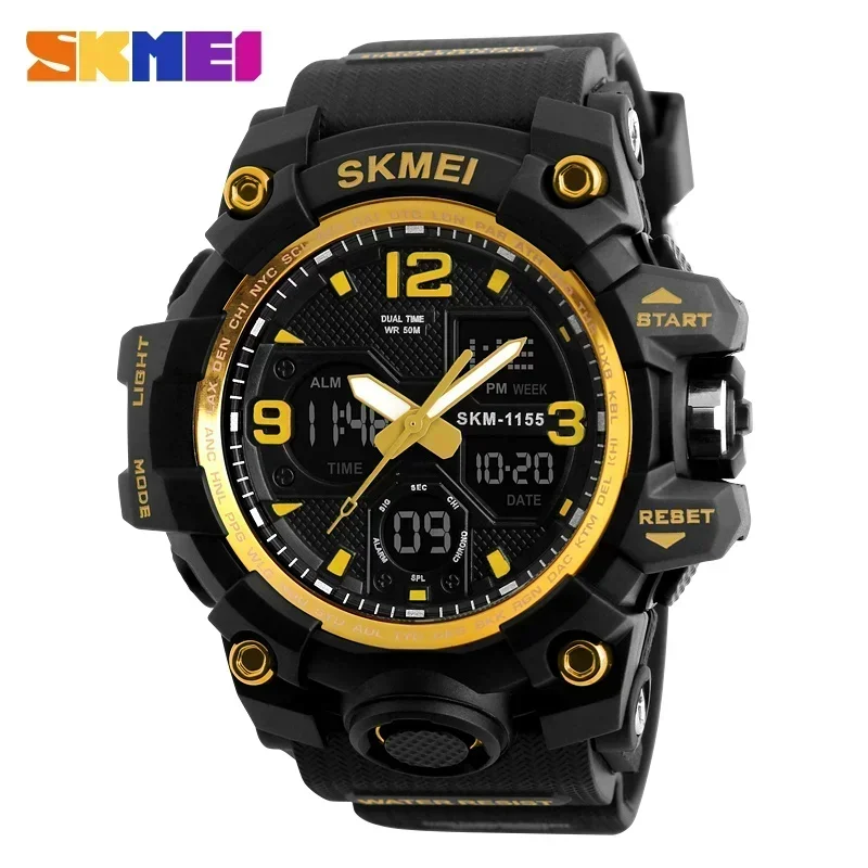 Reloj Deportivo Militar Digital Para Hombre (dorado), Resistente Al Agua Hasta 5 Bares, Con Doble Pantalla.