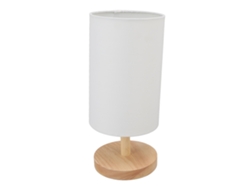 Lámpara de mesita de noche con base de madera y pantalla de tela para dormitorio, Bivolt 110-240v, color blanco