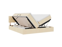Maison Exclusive - Cama De Almacenamiento Led Con Colchón Crema 200 X 200 Cm Tela