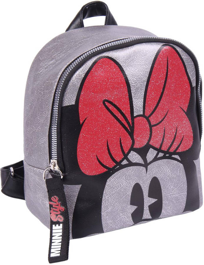 Mochila Minnie Mouse gris poliuretano 20x20x8 cm oficial disney para mujer multicolor