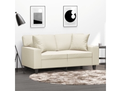 Sofá De 2 Plazas | Sofá De Salón | Sofá De Descanso Con Cojines Cuero Sintético Color Crema 120 Cm Wsd603298