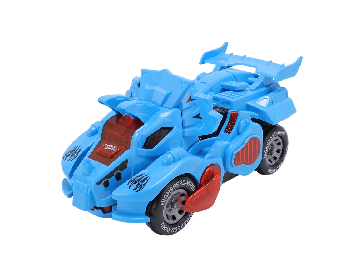 Ats-juguete Transformador Coche Dinosaurio Eléctrico Con Luz Y Música Para Niños Toddlers Azul