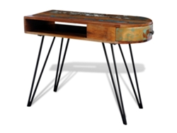Escritorio de madera maciza reciclada con patas de hierro Wsd357624 Lovely Home