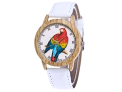 Reloj De Pulsera Para Parejas Zhoulianfa, Diseño De Loro, Cuarzo De Aleación, Tela Blanca.