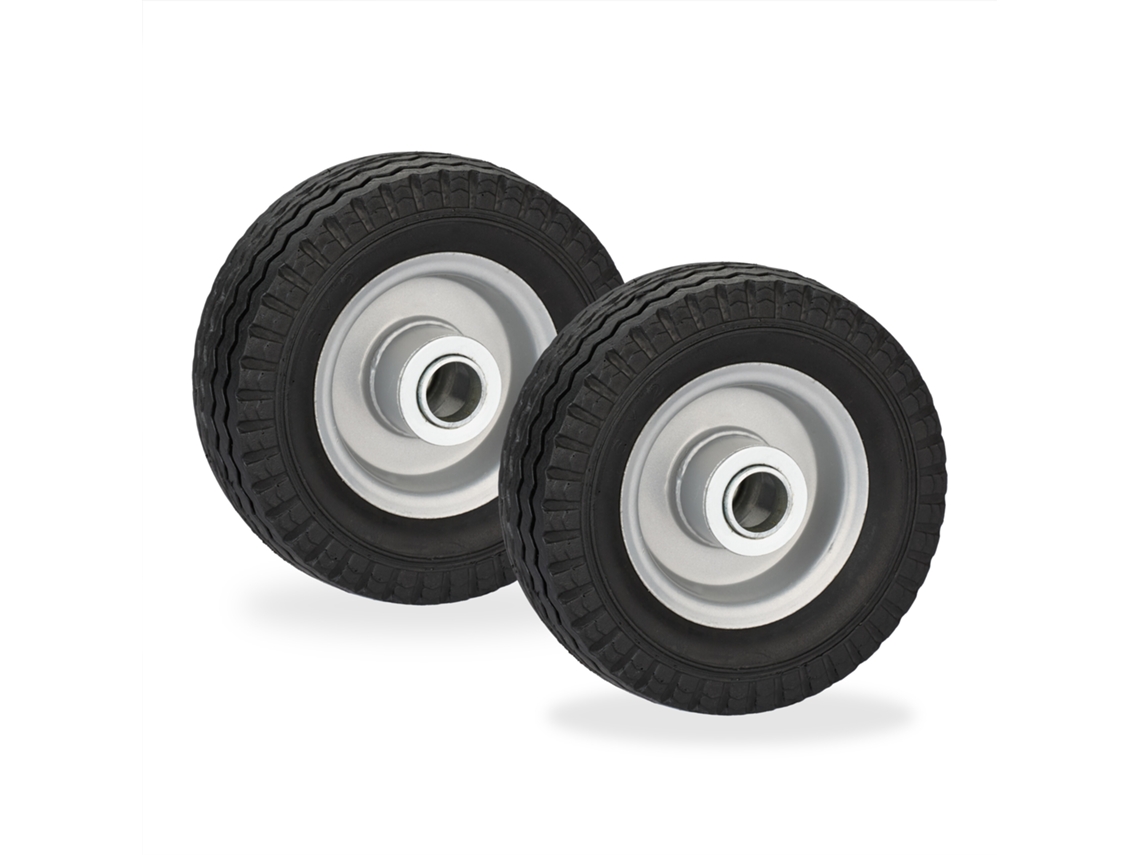 Roda Relaxdays Para Scooter, E-scooter, 6x2'', Conjunto De 2, Borracha Maciça, Jante De Aço, Anti-furos, Preto/cinzento