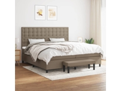 Cama Box Spring Con Colchón Tela Gris Taupe 200x200 Cm