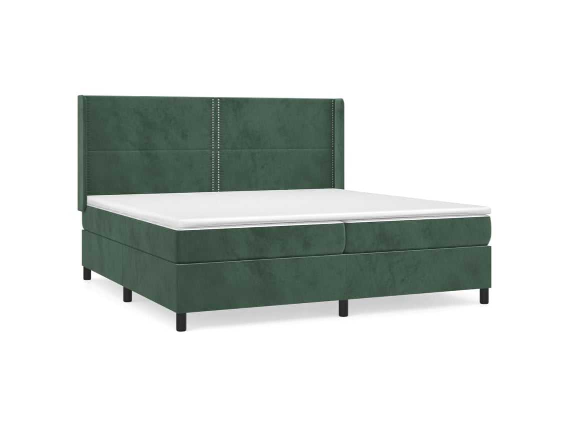 vidaXL Cama con somier y colchón 200x200 cm terciopelo verde oscuro