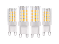 Bombilla Led G9, 5w Equivalente A Halógena De 50w, 4 Unidades, Blanco Cálido 3000k, Ángulo De Haz De 360°, 360lm, No Regulable.