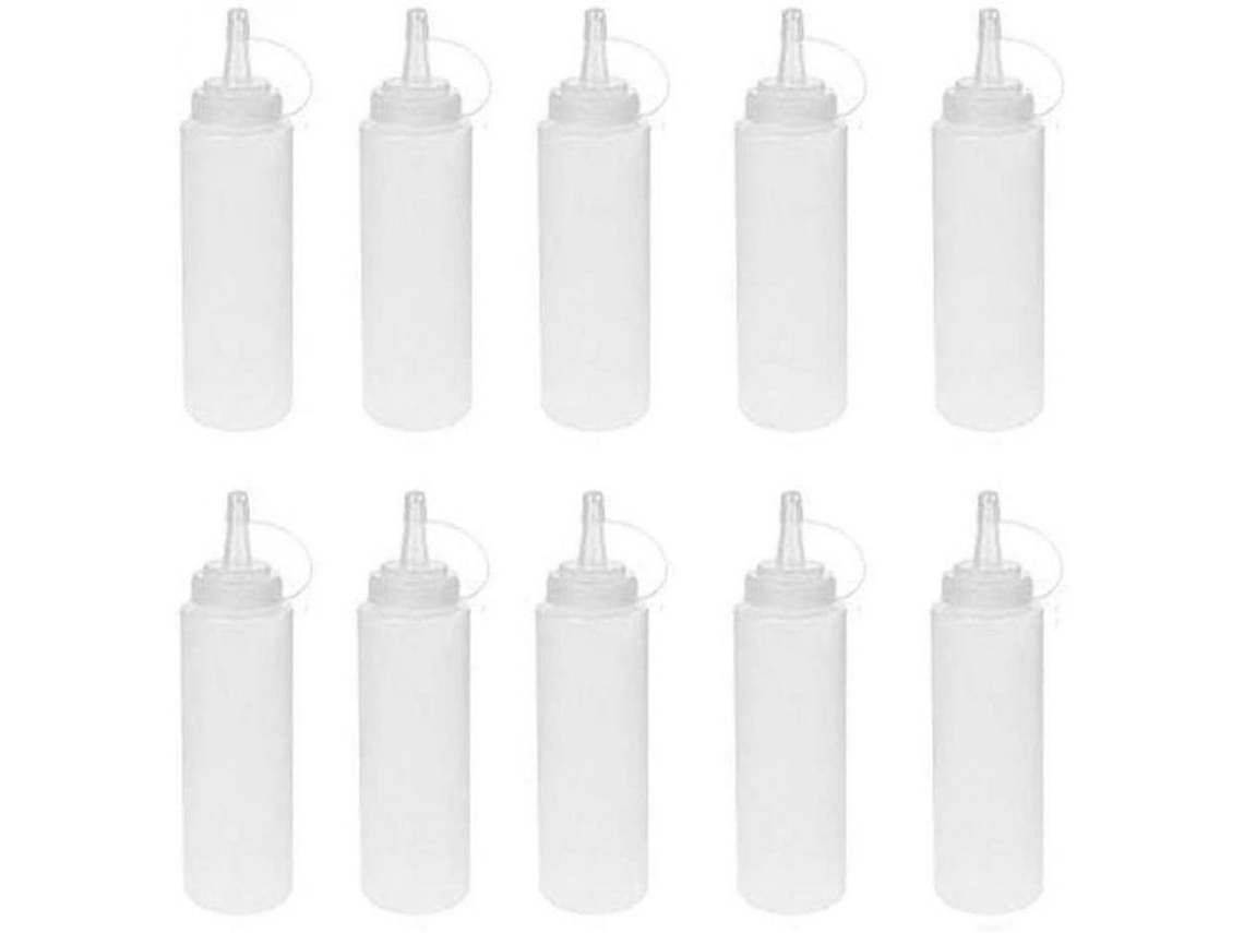 2026 10 Garrafas de Pressão 8oz 240ml de Pe Sem Bpa para Molhos, Óleo, Mostarda, Maionese, Barbacue, Camping