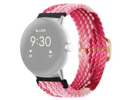 Correa de nailon trenzado ajustable hebilla elástica para Google Pixel Watch - rojo fresa