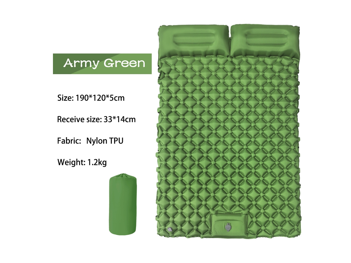 Colchoneta de camping Digitallab ultraligera, inflable con pedal, 190 x 120 cm, Lt09 (verde militar)