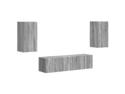Conjunto de mueble para TV de 4 piezas, gris Sonoma, madera procesada, EXCLUSIVO DE LA CASA