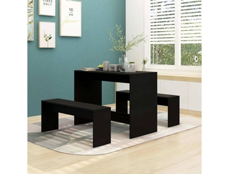 Conjunto 3 de muebles de baño VIDAXL madera de ingeniería negro