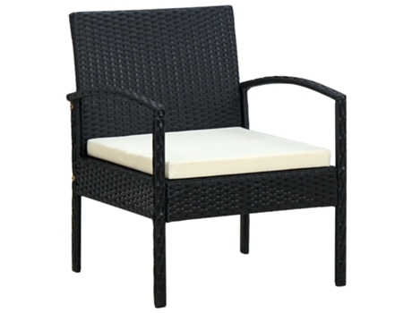 MAISON EXCLUSIVE Sillón de jardín con cojín ratán sintético negro