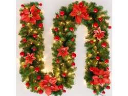 Decoración navideña de vides, paquete de corona de flores de 2,7 m, decoraciones navideñas