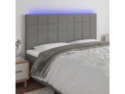 Cabecero De Cama | Panel De Cabecero Con Luces Led Tela Gris Oscuro 180x5x118/128 Cm