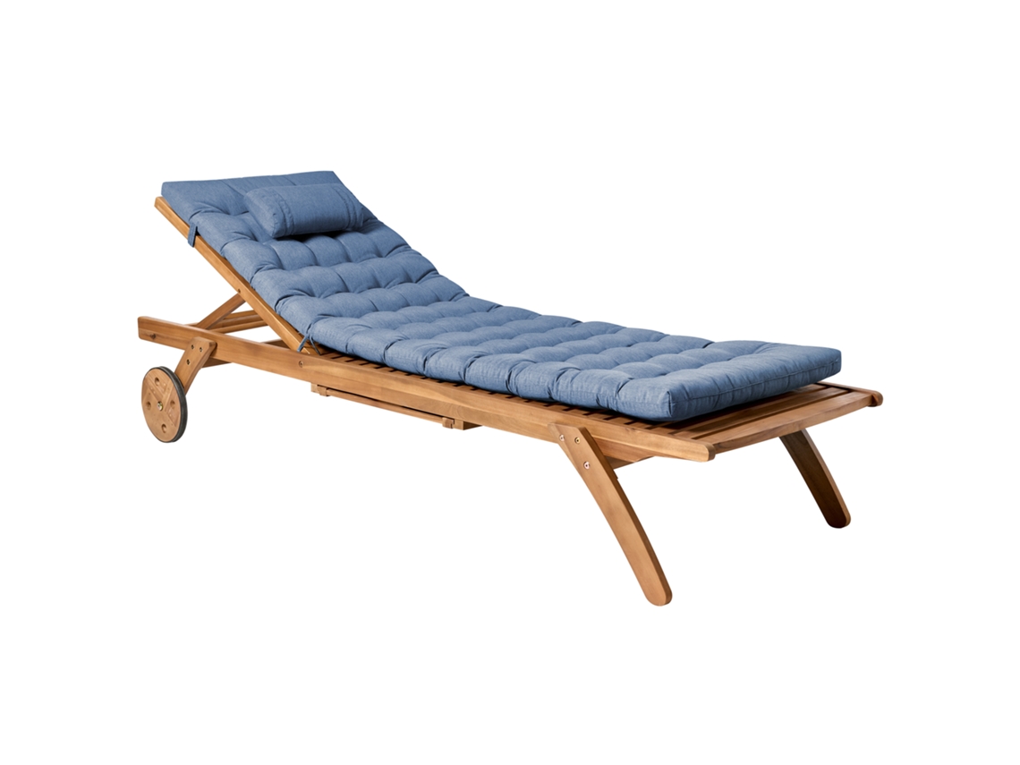 Espreguiçadeira De Jardim Com Encosto Ajustável Beliani Cesana Premium De Madeira De Acácia Castanho 61x195x80