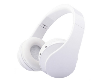 Auriculares Bluetooth Lx-825212-Inalámbrico plegable montado en la cabeza - Blanco Inalámbrico sobre la oreja con micrófono plegable