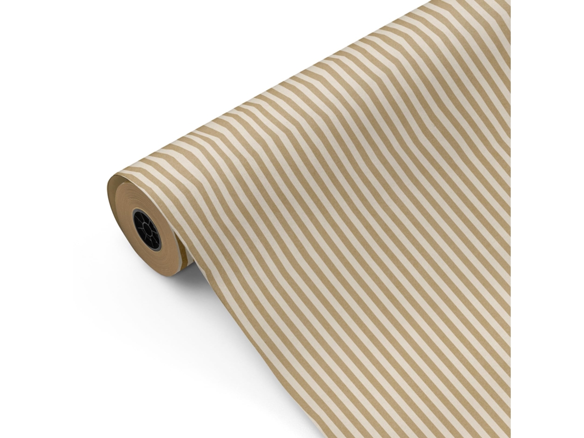 Rollo Papel Regalo Kraft Rayas Blancas 62cm X 80m Bobina Resistente Decoración Eventos - Fp Fiesta Paper
