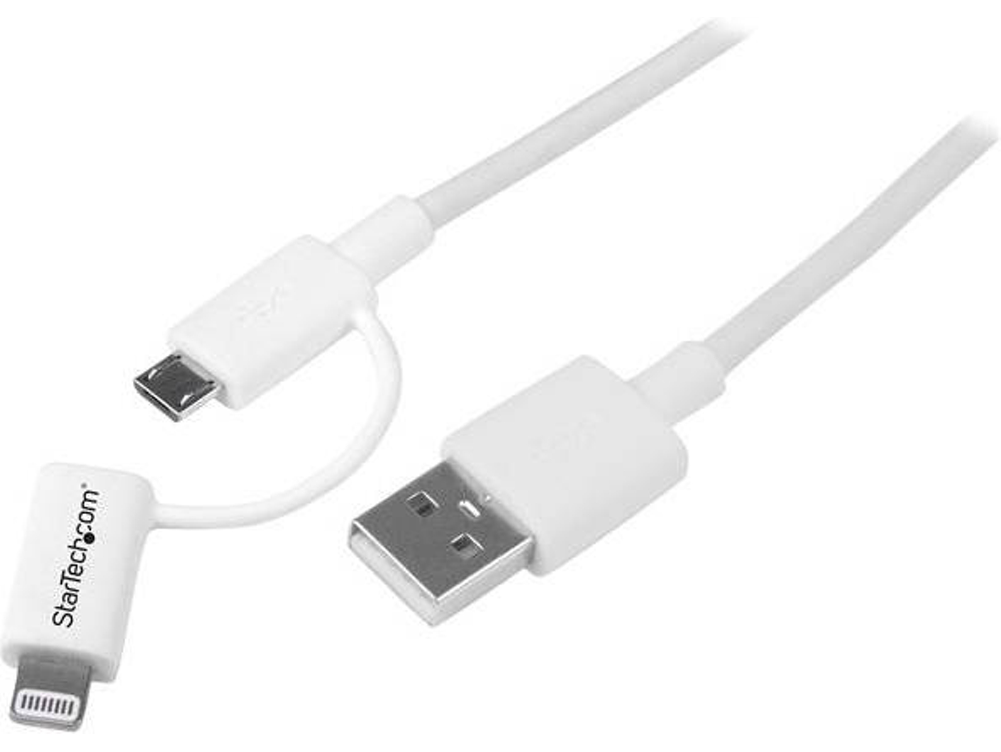 Cable STARTECH.COM 1m Lightning o Micro USB a USB - Blanco