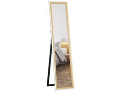 Espejo De Cuerpo Entero De 157x37 Cm, Fabricado En Mdf Con Soporte En Blanco, Natural Y Oscuro.