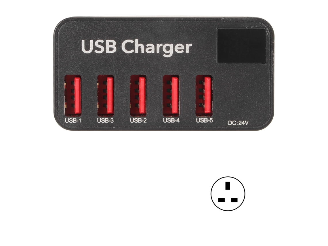 Estación De Carga Usb De 48 W Y 5 Puertos, Concentrador De Carga De Escritorio Para Teléfonos Móviles, Portátiles Y Tabletas, Enchufe Británico De 100-240 V.