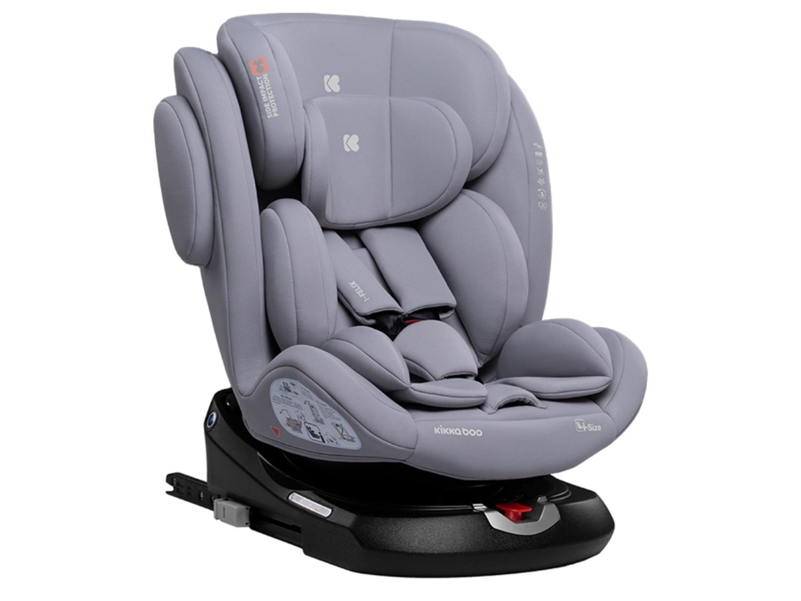 Silla de coche KIKKABOO 40-150 cm i-Felix i-SIZE Gris Claro