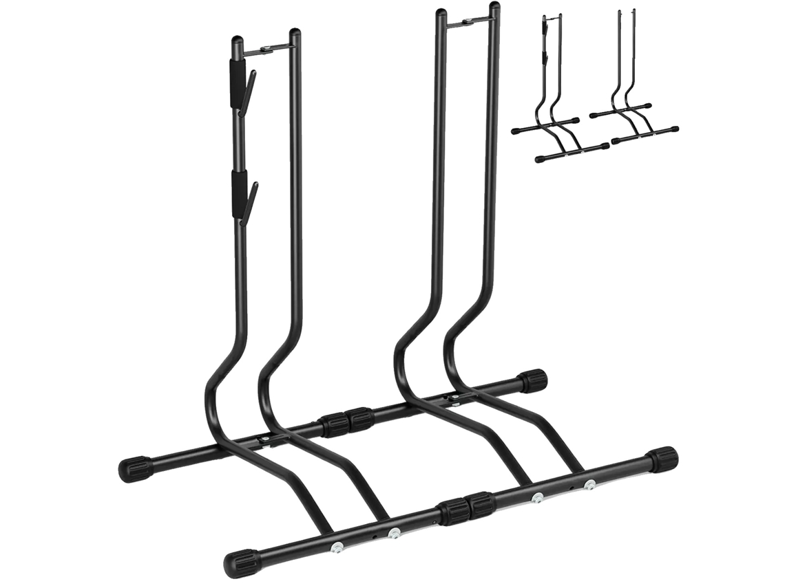 Soporte de suelo para bicicletas, capacidad para 1-3 bicicletas, acero de alto carbono duradero, paquete de 2
