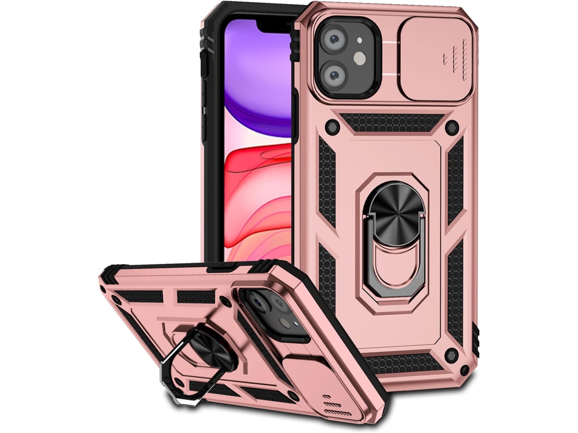 Funda protectora magnética AEUZWR a prueba de golpes para iPhone 11 con soporte para cámara en rosa