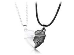 Fasst-collares De Pareja Para Hombre Y Mujer Almas Dos Corazón Uno Colgante Con Imán De Aleación