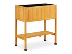 Relaxdays Cama Elevada De Madeira, Canteiro Em Altura, Hbd: 80,5 X 74 X 38 Cm, Jardim, Varanda E Terraço, Laranja