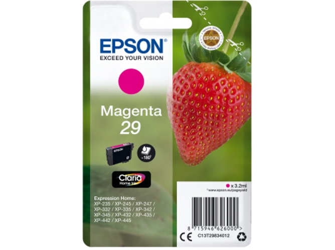 Cartucho de tinta original EPSON, 29, Fresa 3,2 ml , Magenta, Estándar, C13T29834012, T2983