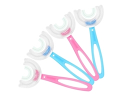 Kit con 4 cepillos de dientes infantiles en forma de U con cabezal de silicona para blanqueamiento y masaje. Cepillo de dientes para toda la boca GOKOCO