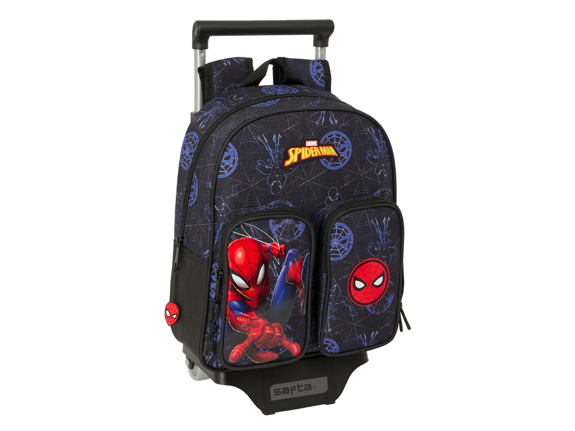 Mochila escolar con ruedas Spider Man Attack (poliéster 300D negro)