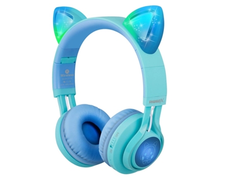Auriculares On Ear Bluetooth ENKES para Niños Inalámbrico con Micrófono para Iphone Azul