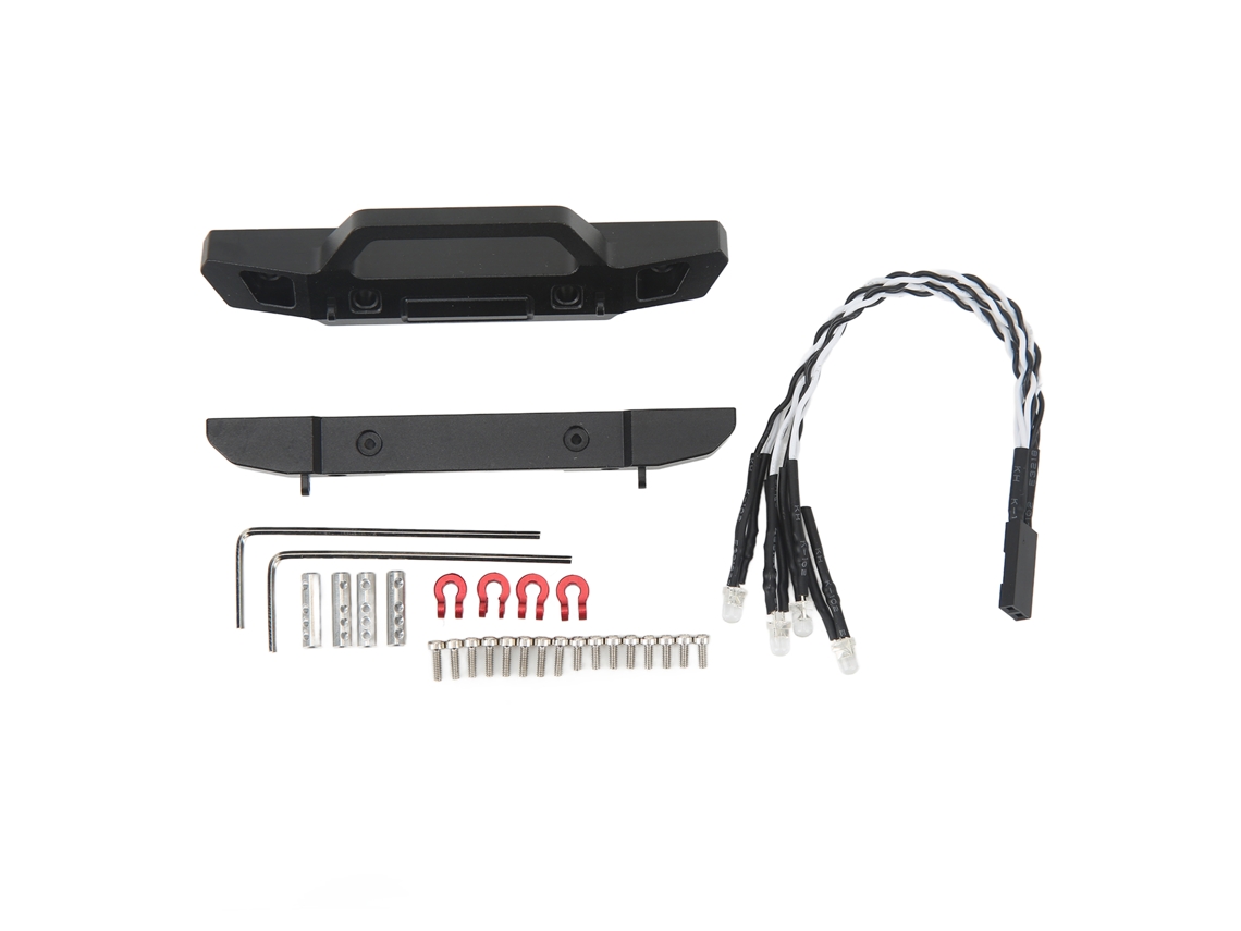 Para Coches Rc A Escala 1/24, Parachoques Delantero Y Trasero Fabricados En Aleación De Aluminio Con Luces Led, Resistentes A Los Impactos Y De Fácil Instalación.
