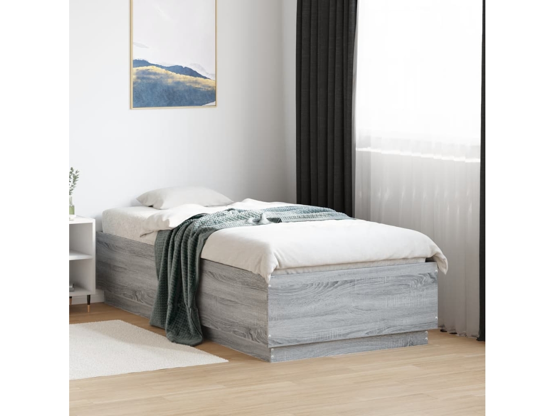 Estructura De Cama Madera De Ingeniería Gris Sonoma 75x190 Cm