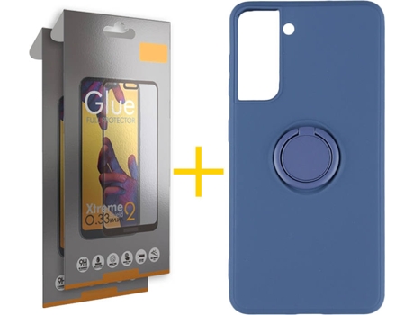 Carcasa + 2 Protectores de Pantalla para Samsung Galaxy S22 Plus 5G SKYHE Azul Oscuro