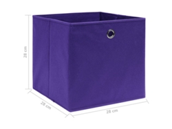 vidaxl Cutii Tanque 4 Buc. Violeta, 28x28x28 cm, Lienzo Nețesut